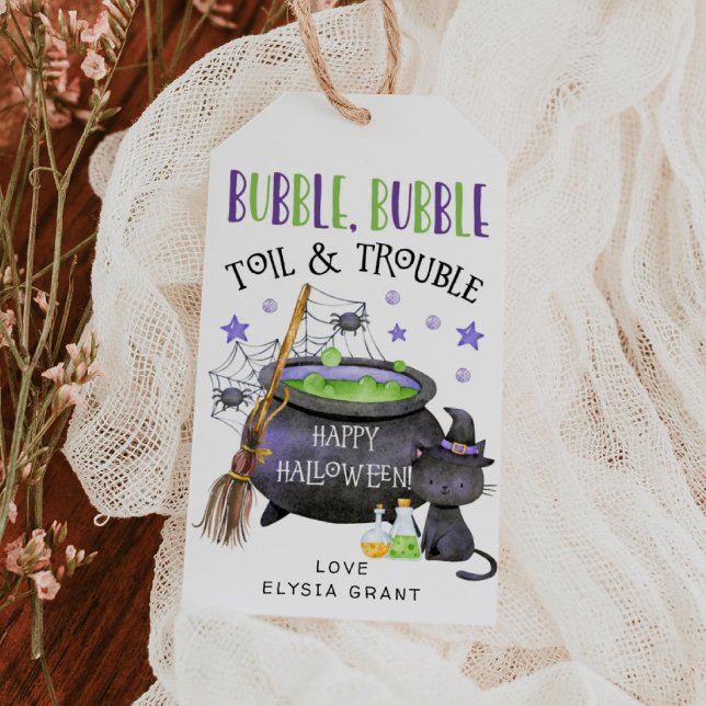 Halloweenpresentkort för Kittel Presentetikett (Skapare uppladdad)