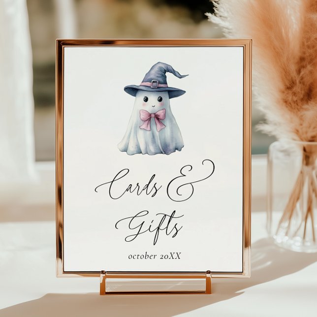 Halloweenpresentkort för spökhatt för babyfirande poster (Skapare uppladdad)