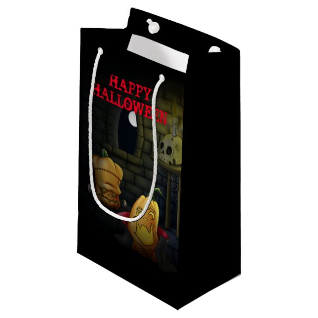 Halloweenpresentpåse med pumpamonster (Framsidan Vinklad)