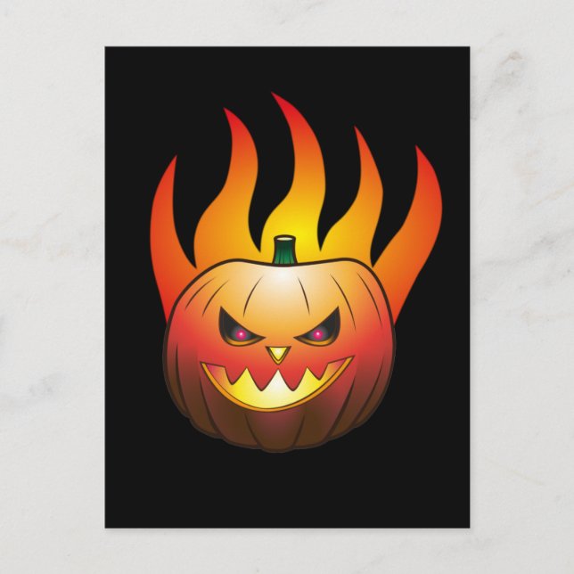 Halloweenpumpa i brand vykort (Framsida)