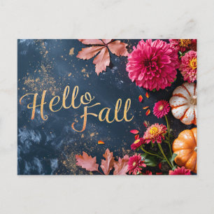 Halloweenpumpor och blommor Hösthälsning vykort