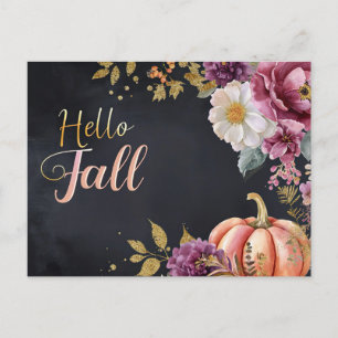 Halloweenpumpor och blommor Hösthälsning vykort