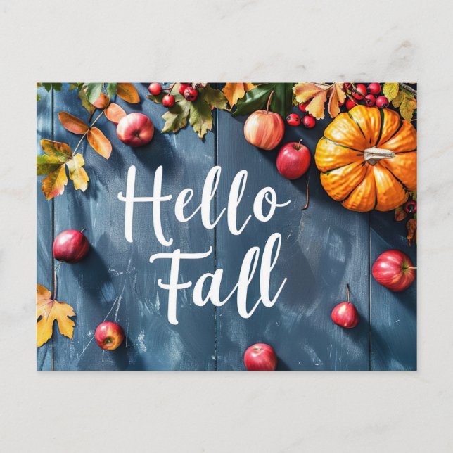 Halloweenpumpor och blommor Hösthälsning vykort (Framsida)