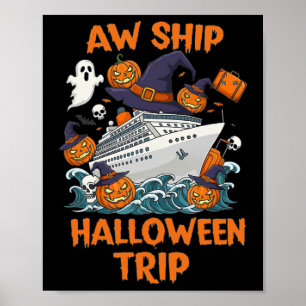 Halloweenresa Glad Halloween Kuslig Pumpa Kryssnin Poster