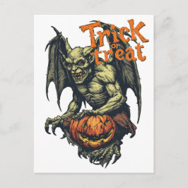 Halloween's gotiska gargoyl på en helg vykort