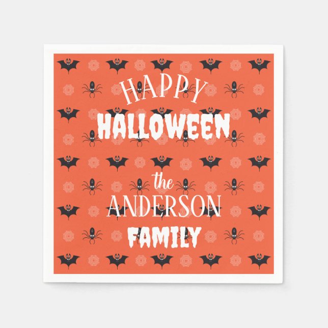 Halloweenspinder, fladdermus & cobweb mönster pappersservett (Framsidan)