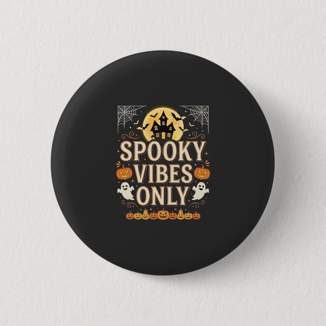 Halloweenstämning Endast Halloween Spök Slott Desi Knapp (Framsida)