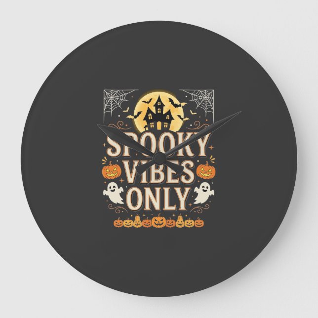 Halloweenstämning Endast Halloween Spök Slott Desi Stor Klocka (Framsida)