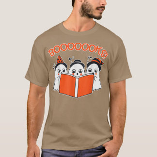 HalloweenT Cute Ghost Reading Bok Älskare Gift Tea T Shirt