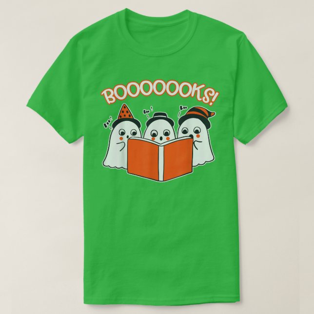 HalloweenT Kids Småbarn Ghost Reading Bok Bookwor T Shirt (Design framsida)