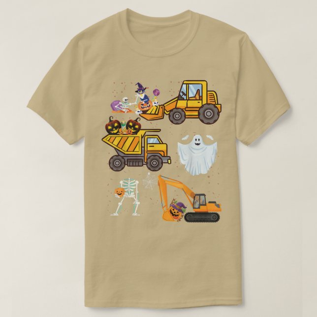 HalloweenTruck Crane Construction Pumpkin Hunting T Shirt (Design framsida)