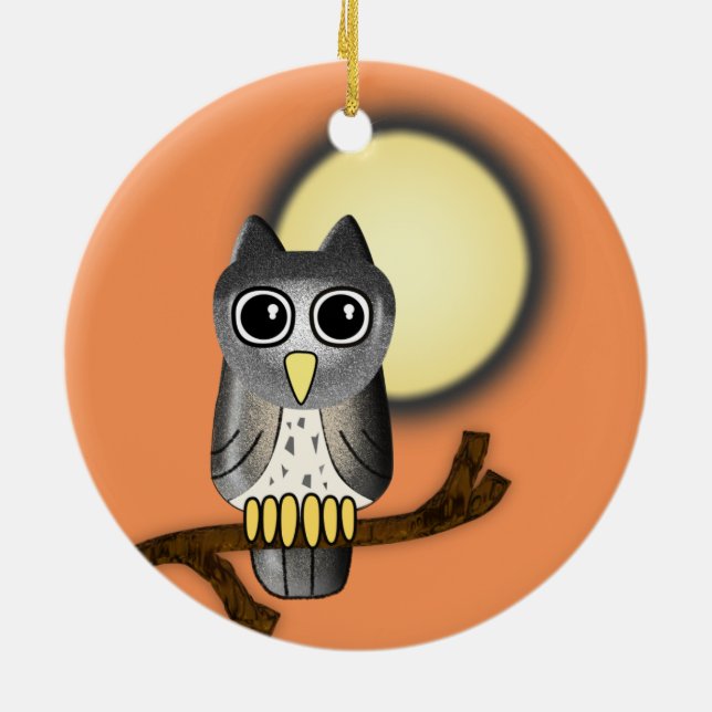 Halloweenuggla Julgransprydnad Keramik (Baksidan)