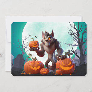 Halloweenvarg och pumpor inbjudningar