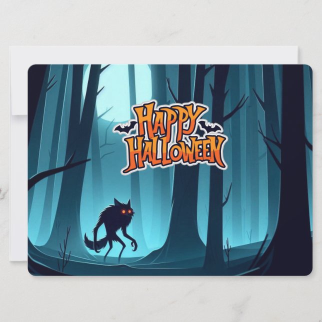 Halloweenvarg och pumpor inbjudningar (Framsida)