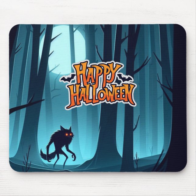 Halloweenvarg och pumpor musmatta (Framsidan)