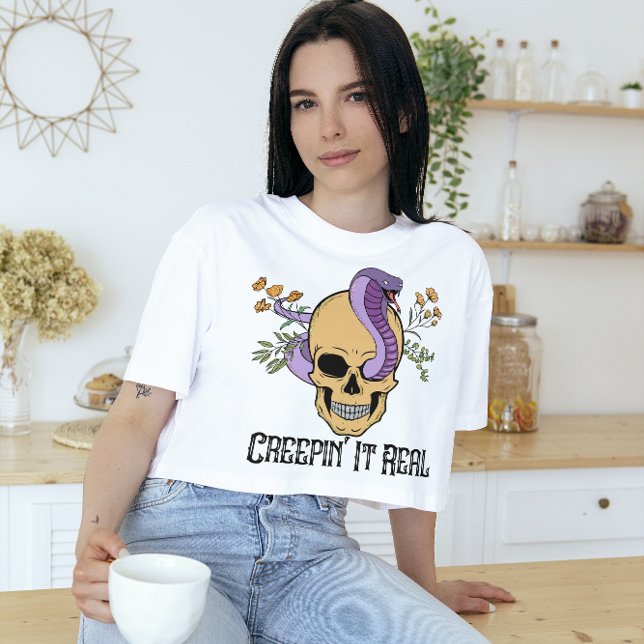 HALLOWEIN CREEPIN'IT REAL SKULL & SNAKE T SHIRT (Skapare uppladdad)