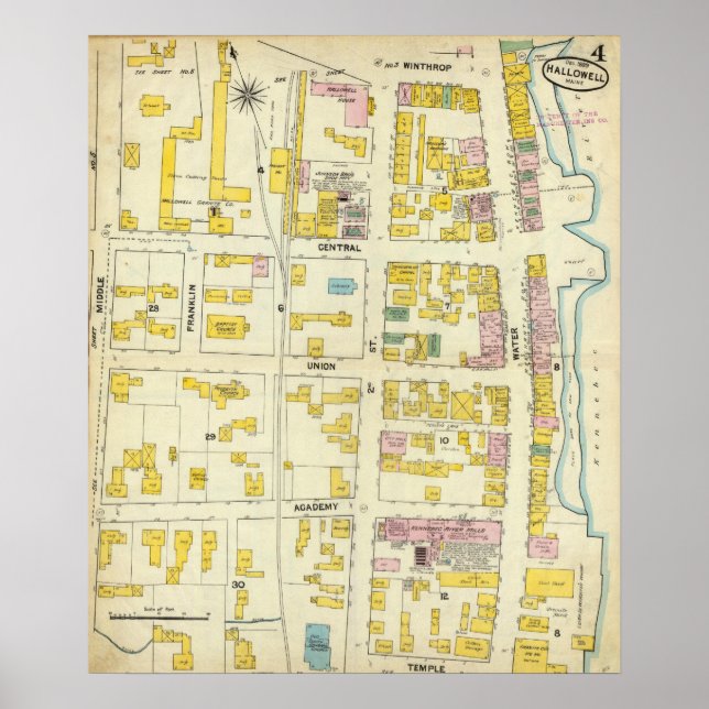 Hallowell, Kennebec County och Maine 2 Poster (Framsidan)