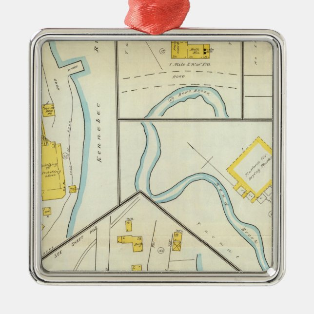 Hallowell, Kennebec County och Maine 3 Julgransprydnad Metall (Framsidan)