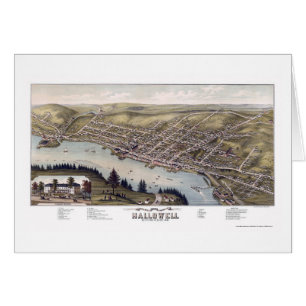 Hallowell MIG panorama- karta - 1878 Hälsningskort