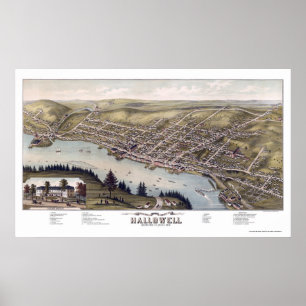 Hallowell MIG panorama- karta - 1878 Poster