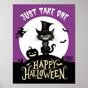 Hallowen Candy Black cat ta bara ett porrtecken Poster