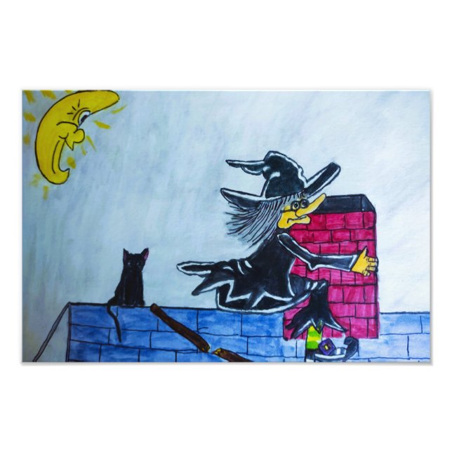 HALLOWEN CRASHING WITCH Photo Utvidgning Fototryck (Framsidan)