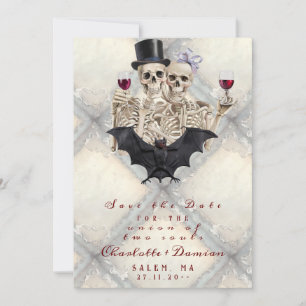 Hallowen Gothic Döskallars Skeleton Kärlek Fladder Spara Datumet