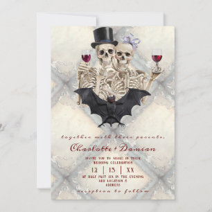 Hallowen Gothic Döskallars Tarot Älskare Bröllop Inbjudningar