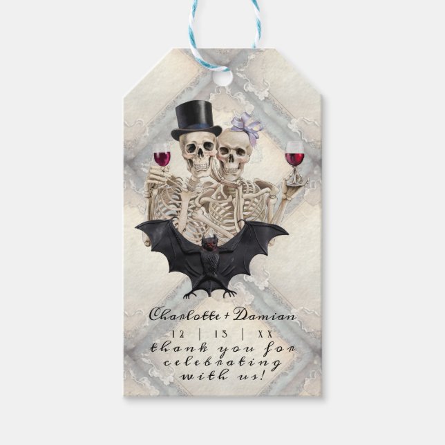 Hallowen Gothic Döskallars Tarot Älskare Bröllop Presentetikett (Framsidan)