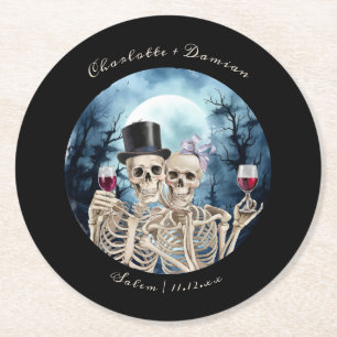 Hallowen Gothic Döskallars Tarot Älskare Bröllop Underlägg Papper Rund