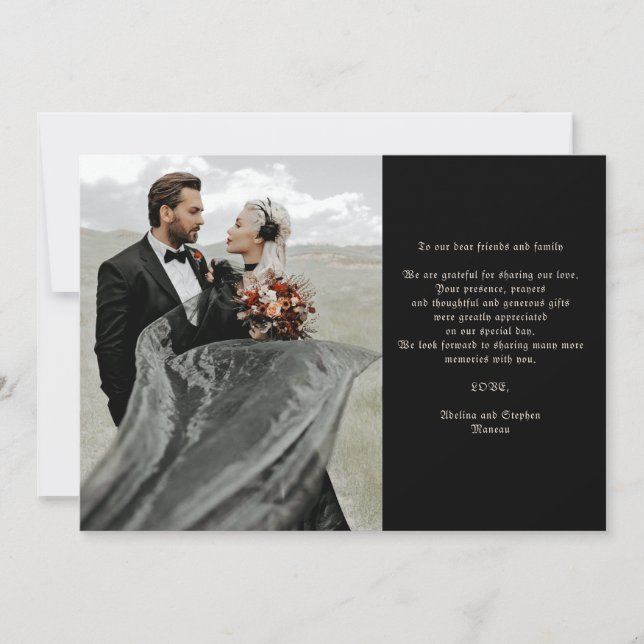 Hallowen Gotiska Dödskallar Tarot Brudparet Bröllo Tack Kort (Framsida)