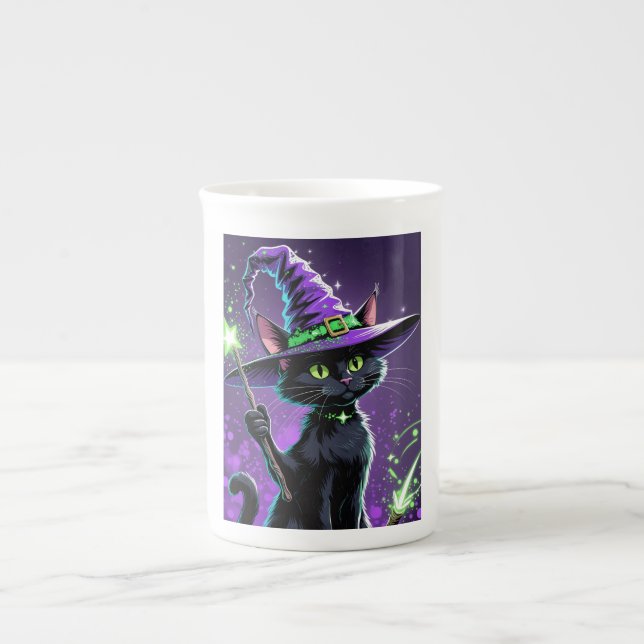 Hallowen Sorcerer Cat Benporslin Mugg (Framsidan)