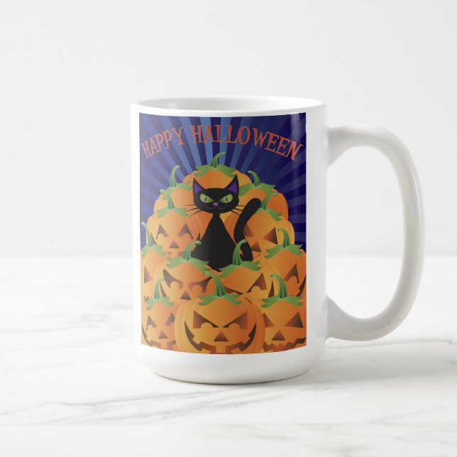 Hallowen svart kattmugg kaffemugg (Höger)