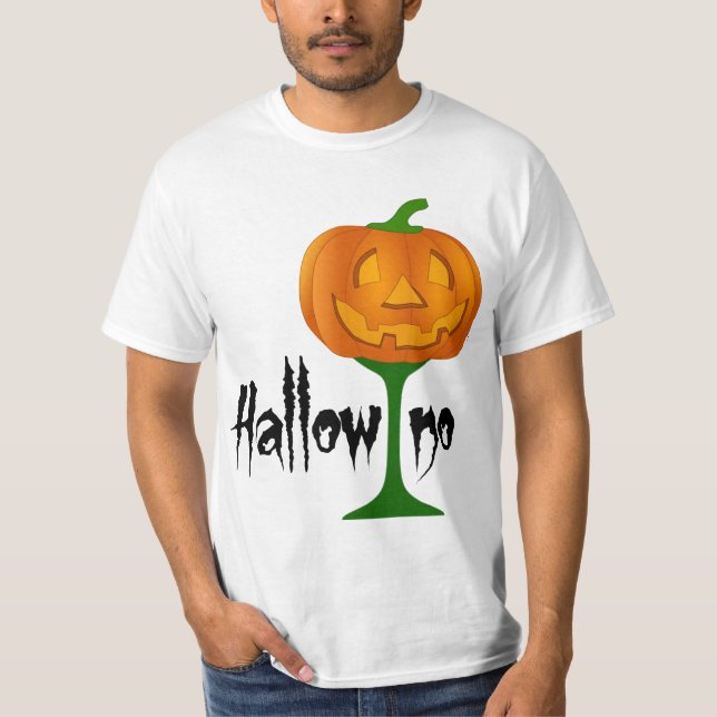 Hallowino Pumpkin Vin Glass Halloween Tee Shirt (Framsida)