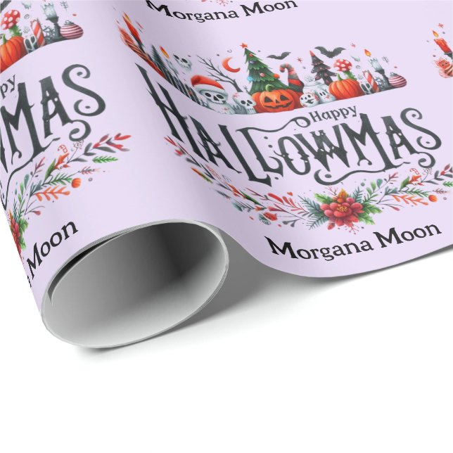 Hallowmas Giftwrap Halloween jul Mashup Presentpapper (Rullad Hörn)
