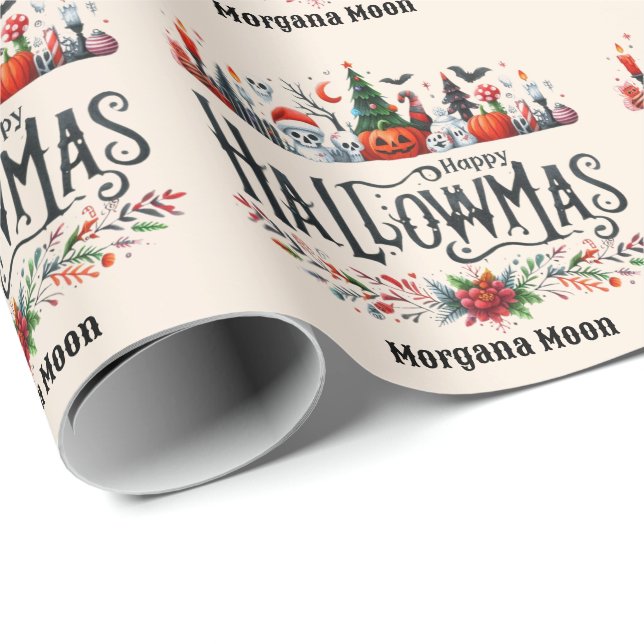 Hallowmas Giftwrap Halloween jul Mashup Presentpapper (Rullad Hörn)