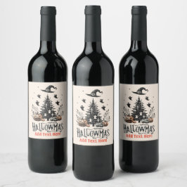 Hallowmas Halloween jul Mashup Vinflaska Etikett