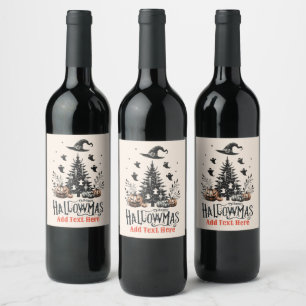 Hallowmas Halloween jul Mashup Vinflaska Etikett