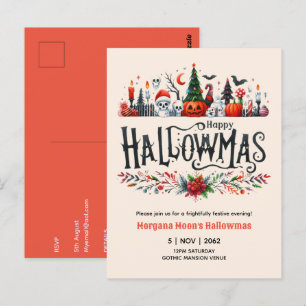 Hallowmas-inbjudningar Halloween jul Mashup Vykort