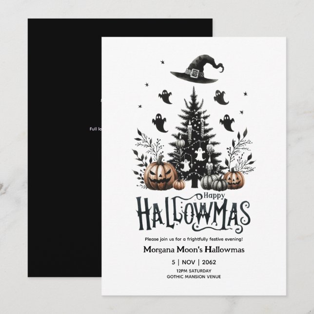 Hallowmas-inbjudningar Halloween-julstämning Inbjudningar (Fram/baksida)
