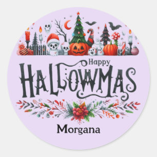 Hallowmas Stickers Halloween jul Mashup Runt Klistermärke
