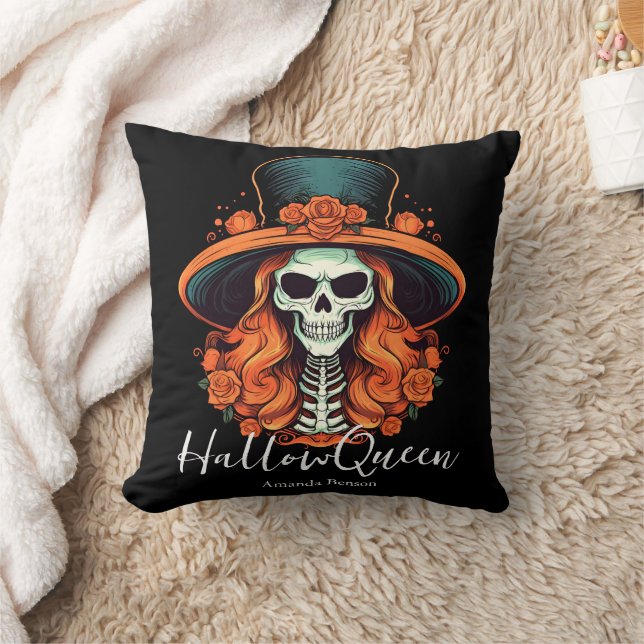 HallowQueen Skeleton Woman Halloween Kudde (Filt)