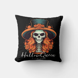 HallowQueen Skeleton Woman Halloween Kudde