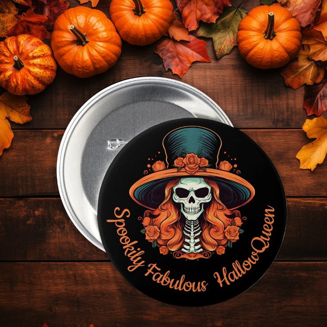 HallowQueen Witch Illustration Halloween Black Knapp (HallowQueen Witch Illustration Halloween Black Button)