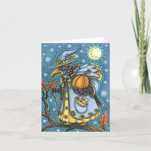 HALLOWS KVÄLL BLACKBIRD WIZARD, HALLOWEEN RAVEN HELGKORT