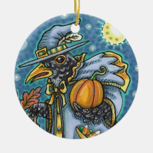 HALLOWS KVÄLL BLACKBIRD WIZARD, HALLOWEEN RAVEN JULGRANSPRYDNAD KERAMIK