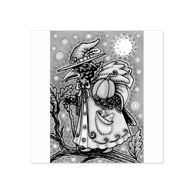 HALLOWS KVÄLL BLACKBIRD WIZARD, HALLOWEEN RAVEN STÄMPEL (Tryck)