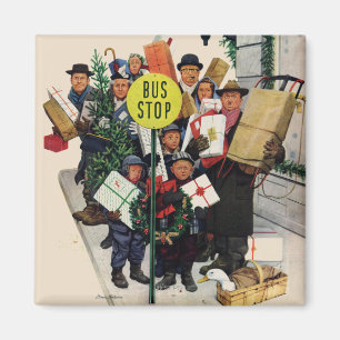 Hållplats på jul magnet
