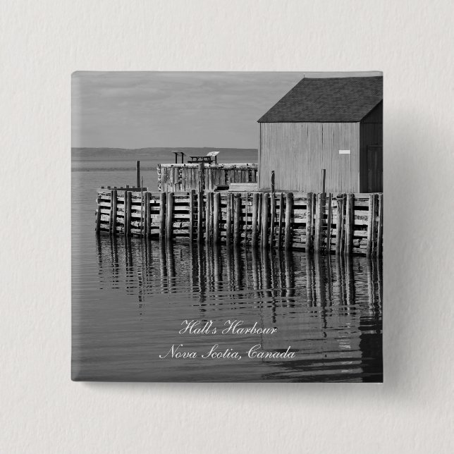 Halls Harbour Wharf-knapp (B&W) Knapp (Framsida)