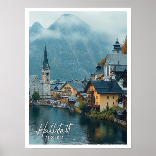 Hallstatt Austria Bevacker Tourist Ställe Poster